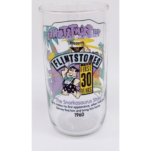 Vintage Hardees Flintstones The First 30 Years Glass Dino The Snorkasaurus Story - Picture 3 of 8